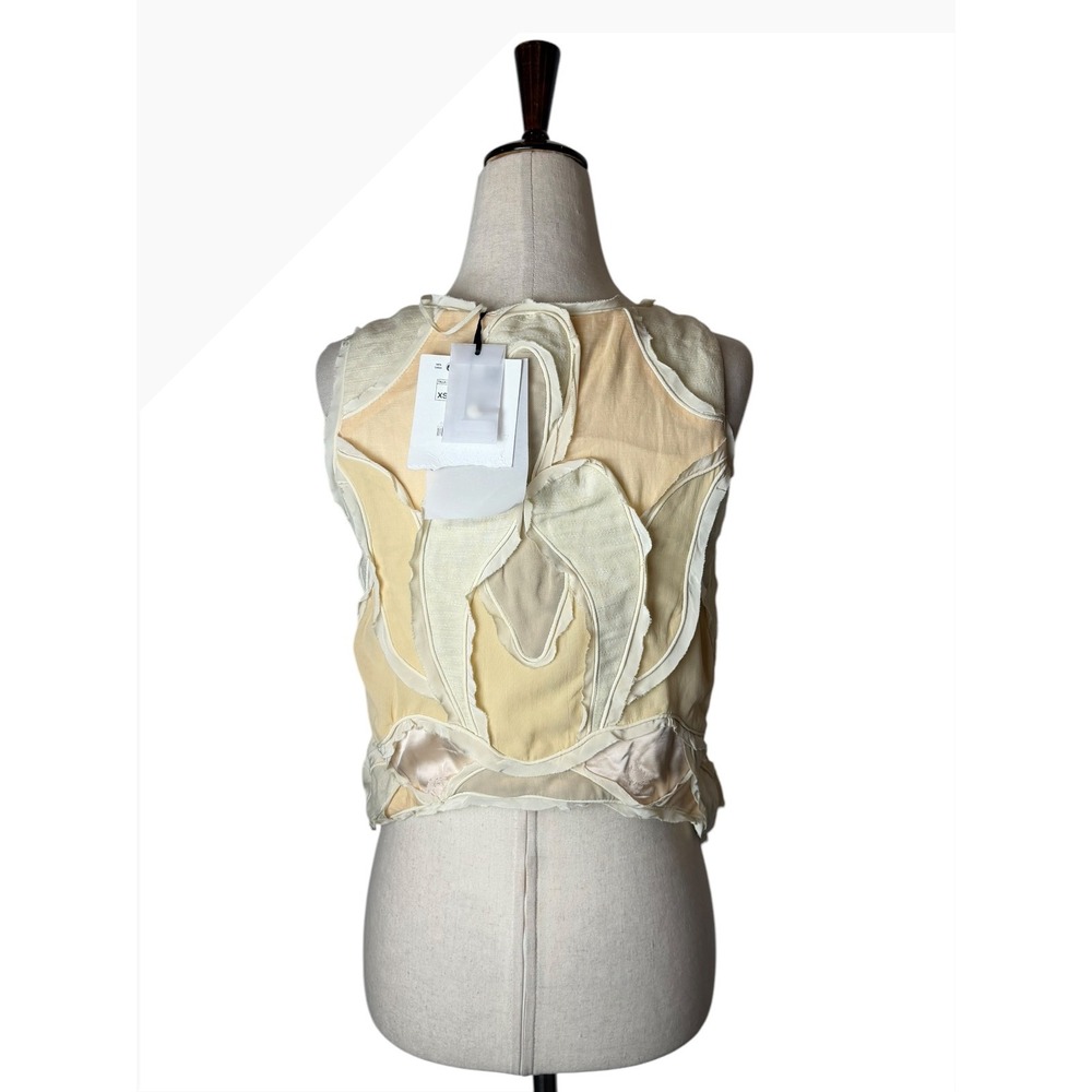 Zara Patchwork Waist Coat Vest Women XS Beige NWT Limited Edition Collection - Picture 3 of 9
